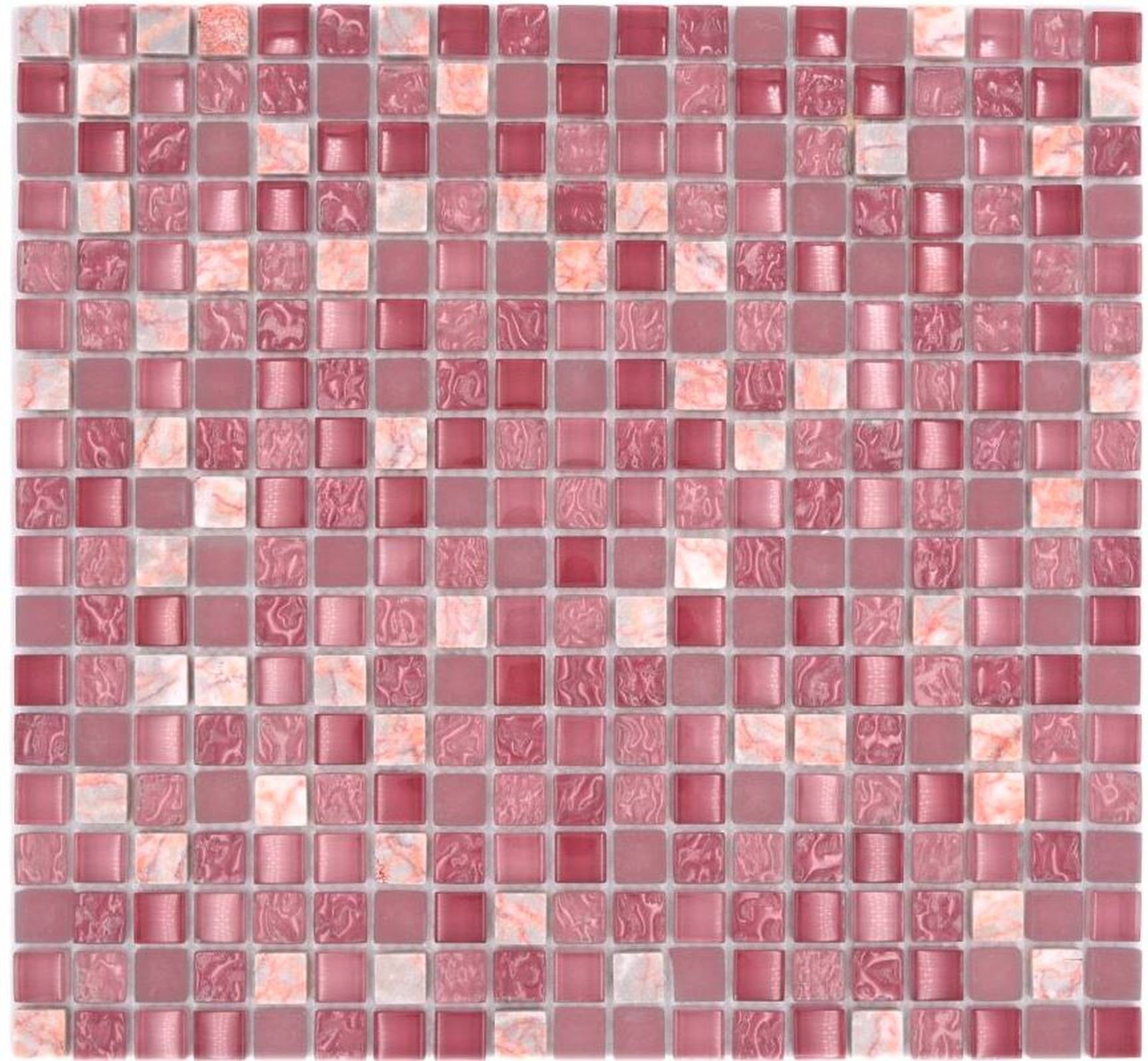 Mosani Mosaikfliesen Glasmosaik Naturstein Mosaikfliese Marmor rosa rose pink | Fliesen