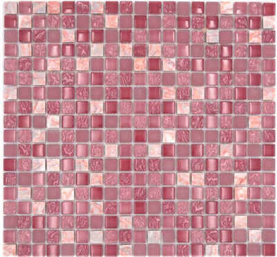 Mosani Mosaikfliesen Glasmosaik Naturstein Mosaikfliese Marmor rosa rose pink
