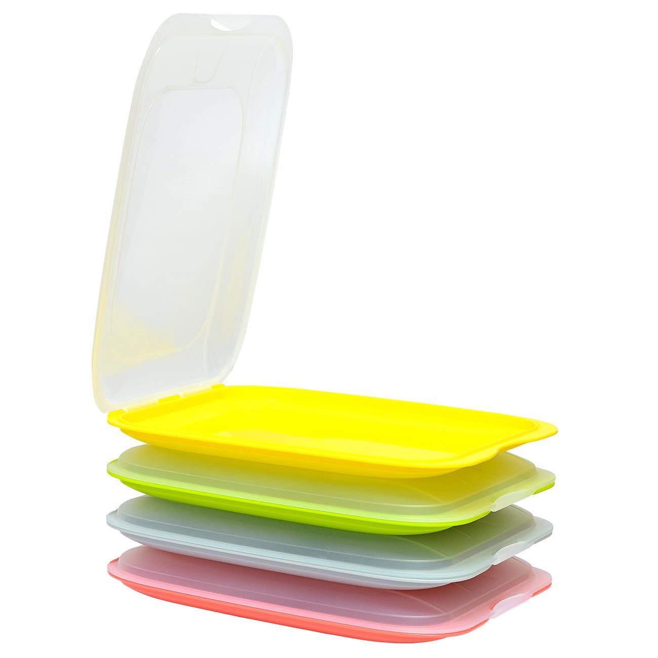 Engelland Frischhaltedose Aufschnittdosen, Aufschnittbox, PP-Kunststoff, BPA-frei, (Vorteils-Set, 4-tlg., mit transparentem Deckel), stapelbar, platzsparend, Ordnung im Kühlschrank, Organizer, Stapelbox