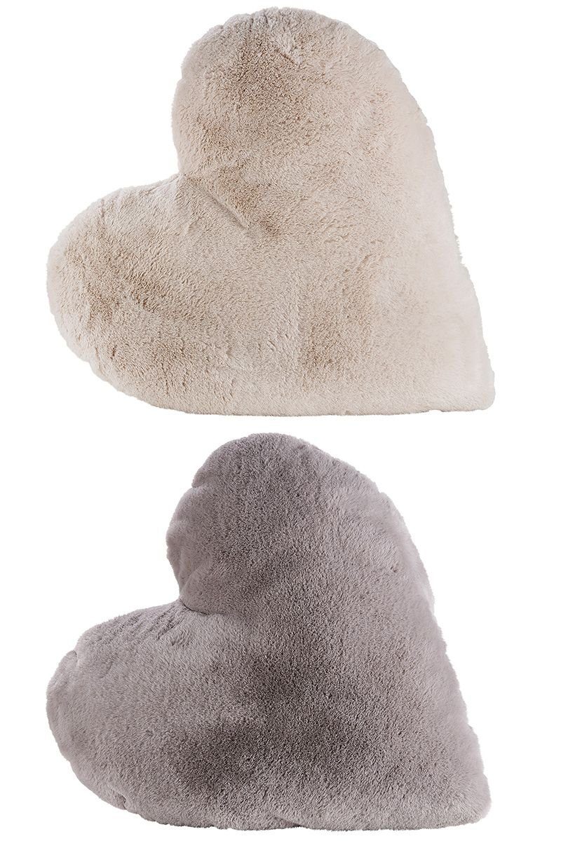 GILDE Dekokissen Herzkissen Amora Samtoptik Dekokissen creme grau 2er Set