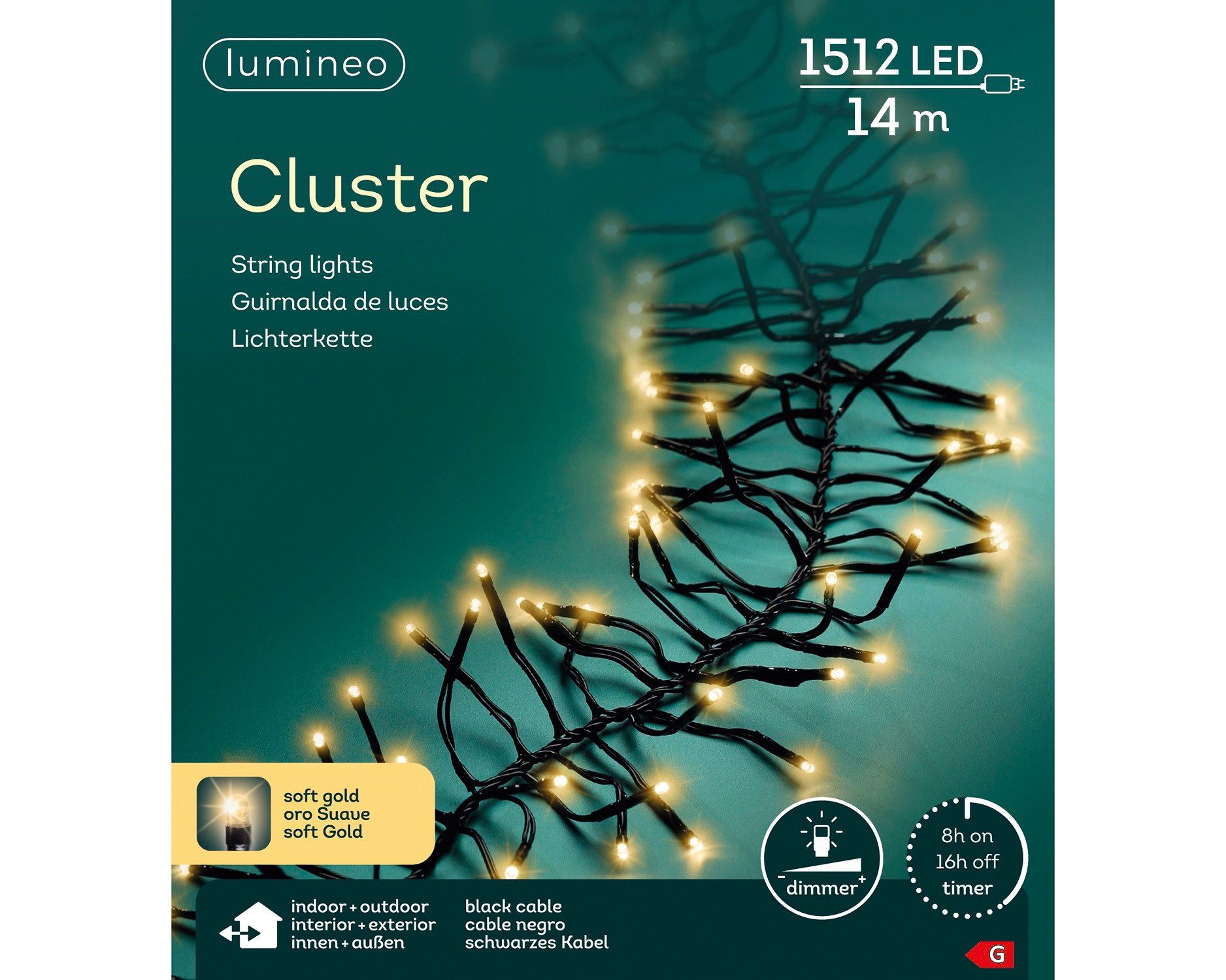 Lumineo LED-Lichterkette Lumineo Lichterkette CLUSTER 1512 LED 14 m Soft Go günstig online kaufen