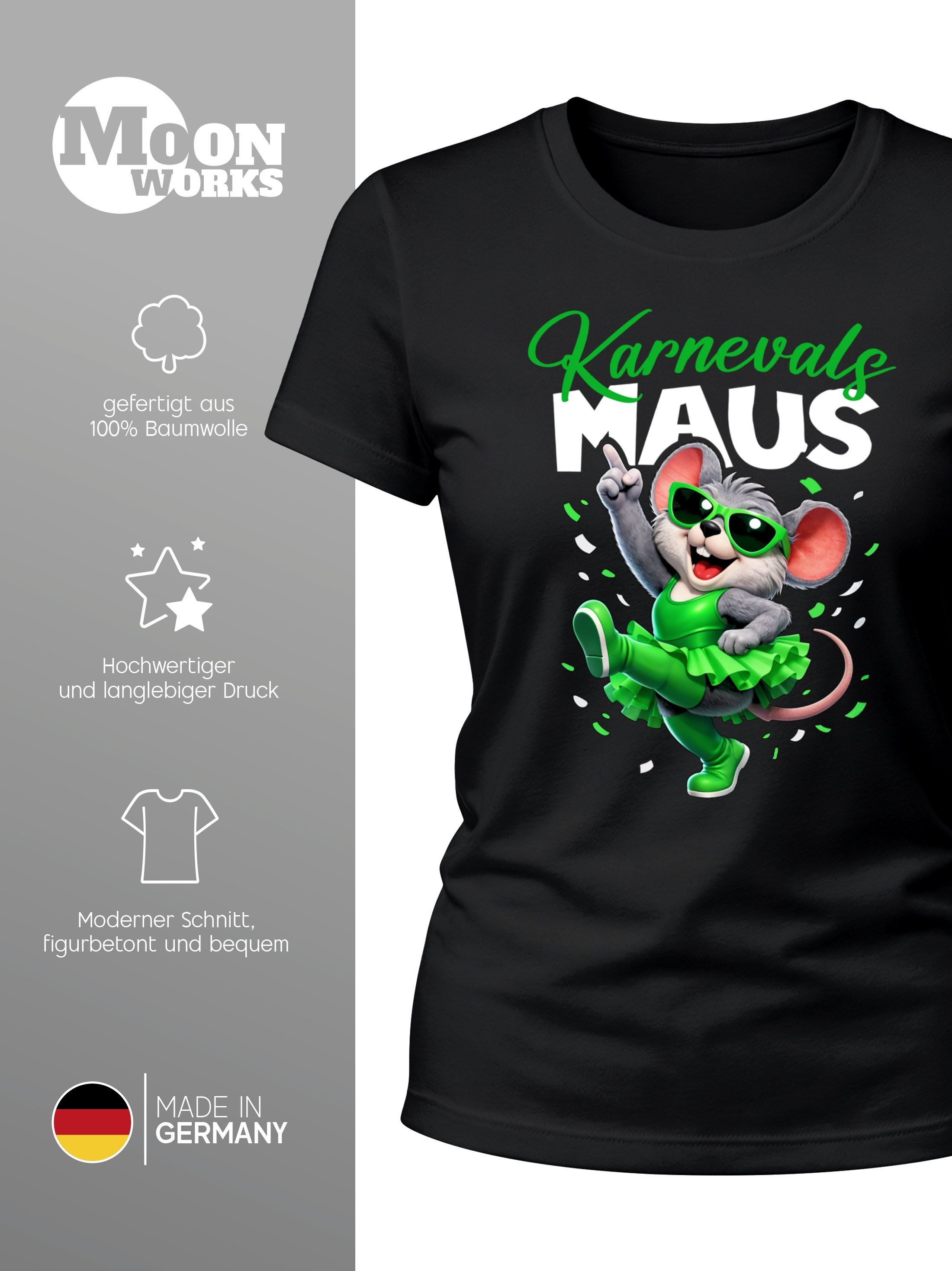 MoonWorks Print-Shirt Damen T-Shirt Karnevalsmaus Gruppenkostüm Fasching Karneval Ersatz mit Print