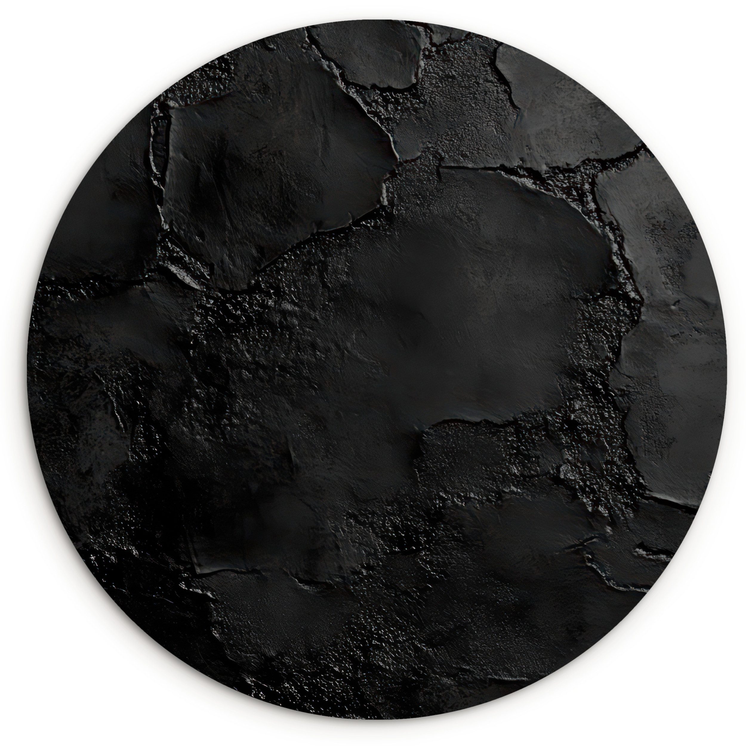 MuchoWow Gemälde Schwarz - Farbe, Fotodruck (1 St), Kreis Wanddekoration, Rundes Wandbild, 30x30 cm