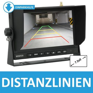 VSG24 7“ Funk Rückfahrsystem EVOLUTION HD mit 21 Meter FUNK Übertragung 2 x Rückfahrkamera (für Wohnmobil & LKW, KFZ Set kabellos inkl. einfach zum Nachrüsten DIY)