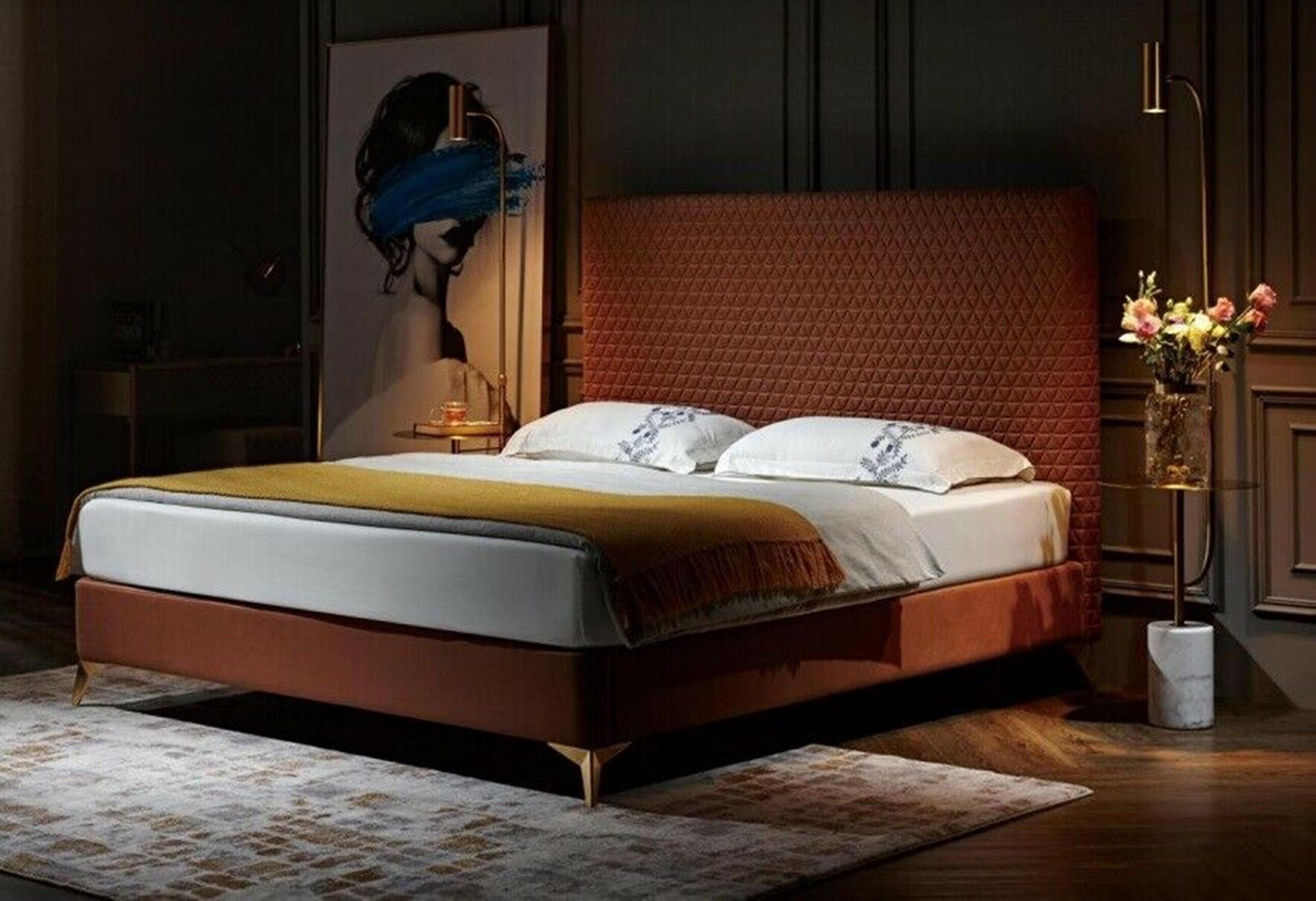 JVmoebel Bett, Luxus Bett Polsterbett Leder Schlafzimmer Betten 180x200cm