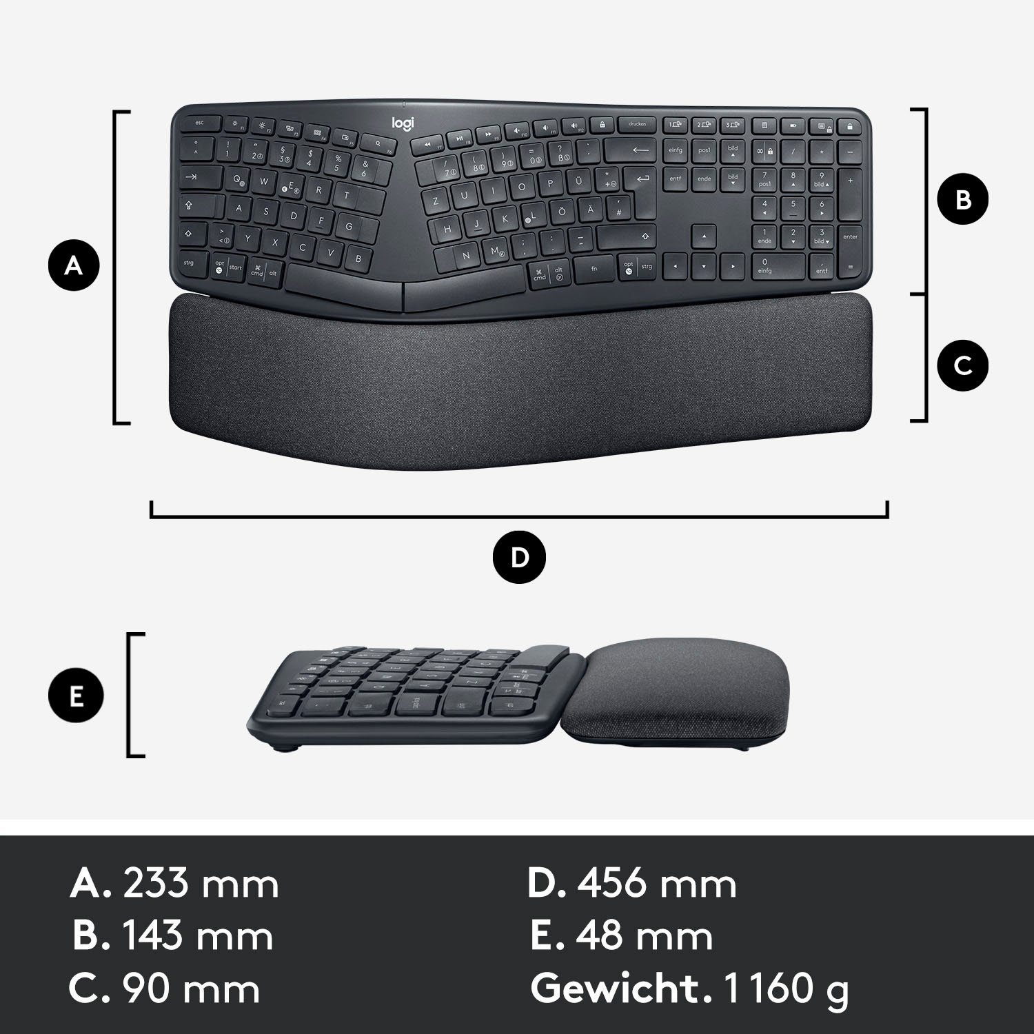Tastatur ergonomische Logitech ERGO K860