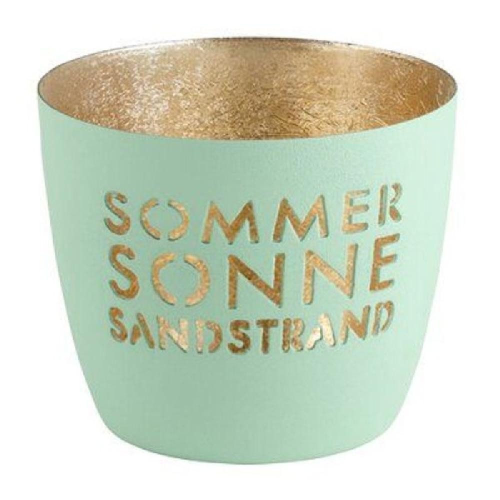 Giftcompany Windlicht Windlicht Madras Sommer, Sonne, Sandstrand Aqua/Gold