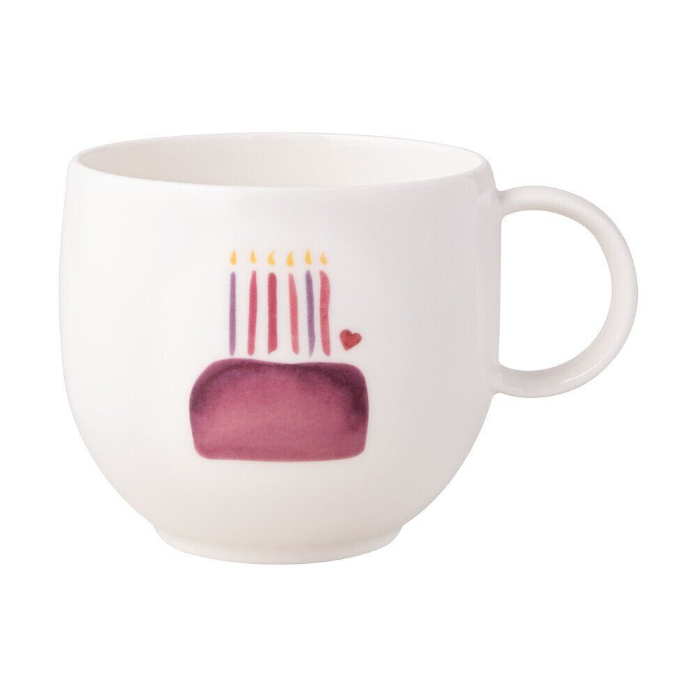 Villeroy & Boch Becher Henkelbecher 0,29 l With Love Happy Birthday, 1-tlg., Premium Porcelain, Henkelbecher, 0,29 l, Premium Porcelain, Weiß