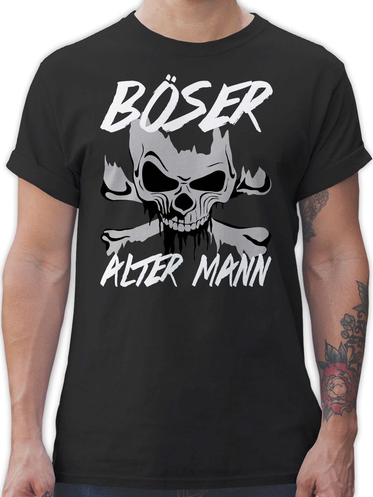 Shirtracer T-Shirt Böser alter Mann Piraten & Totenkopf 01 Schwarz