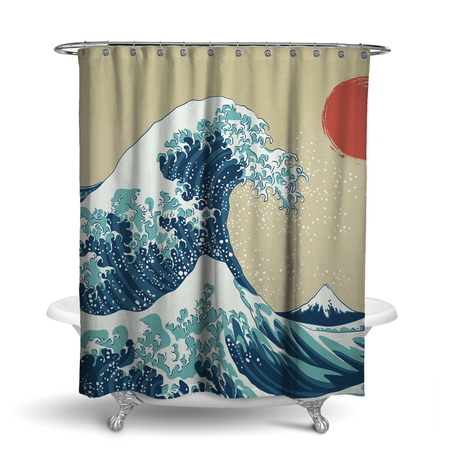 RAHMENLOS® Duschvorhang Motiv Welle - 180 cm x 200 cm Breite 180 cm günstig online kaufen