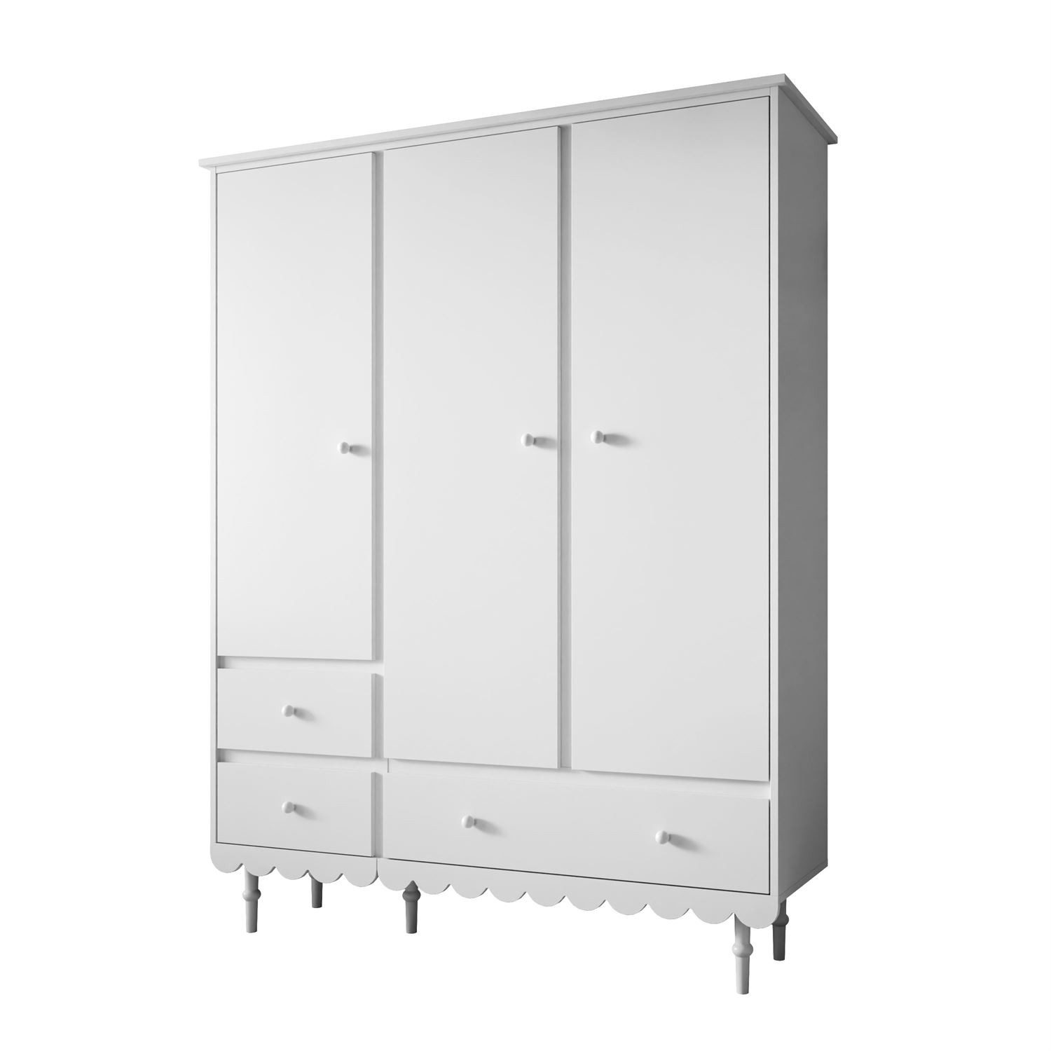 Lookway Kinderkleiderschrank BABUSHKA Dreitüriger Kleiderschrank mit Schubladen.