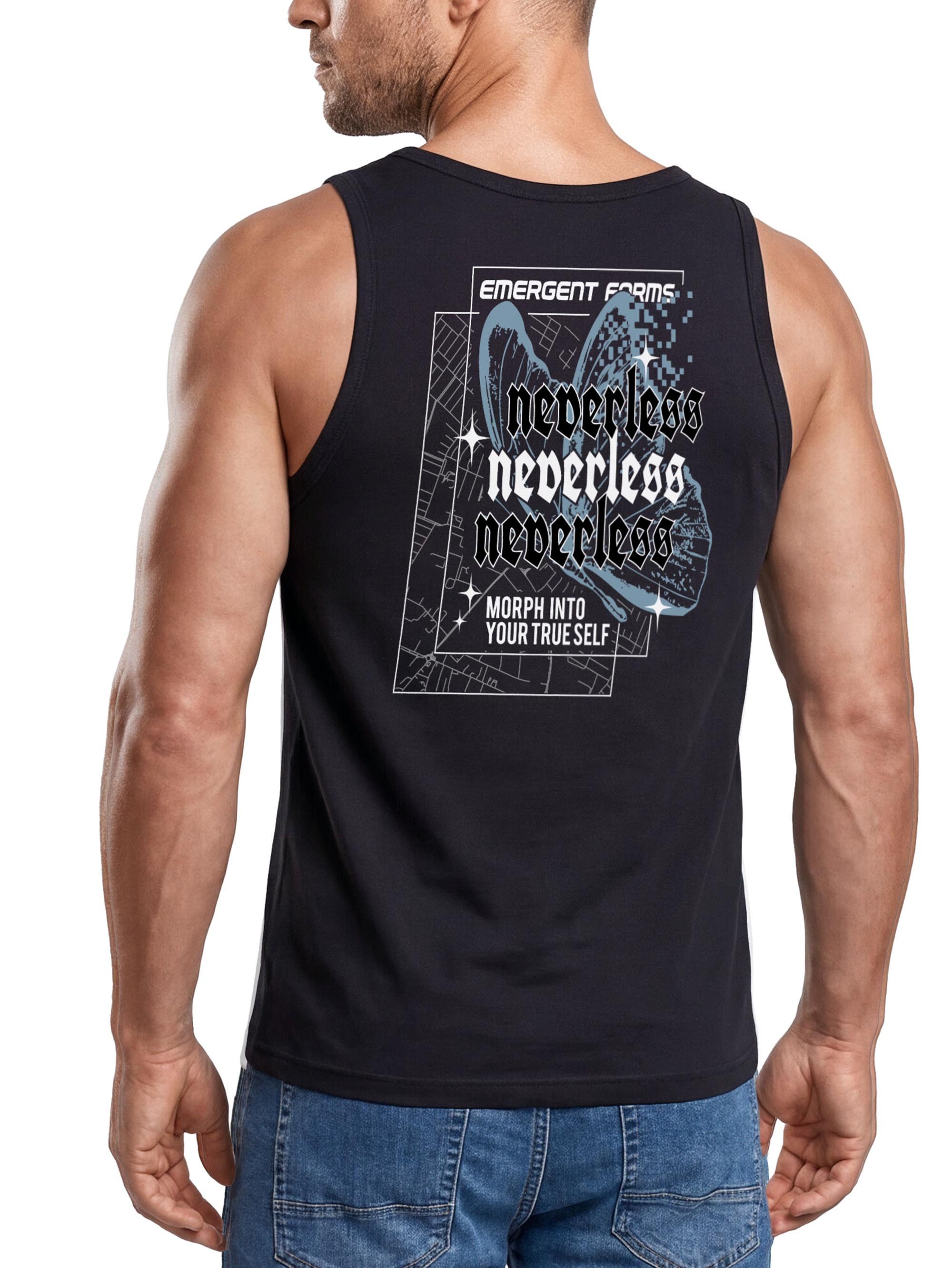 Neverless Tanktop Tanktop Herren mit Grafik-Print - Design Butterfly Morph - mit Print