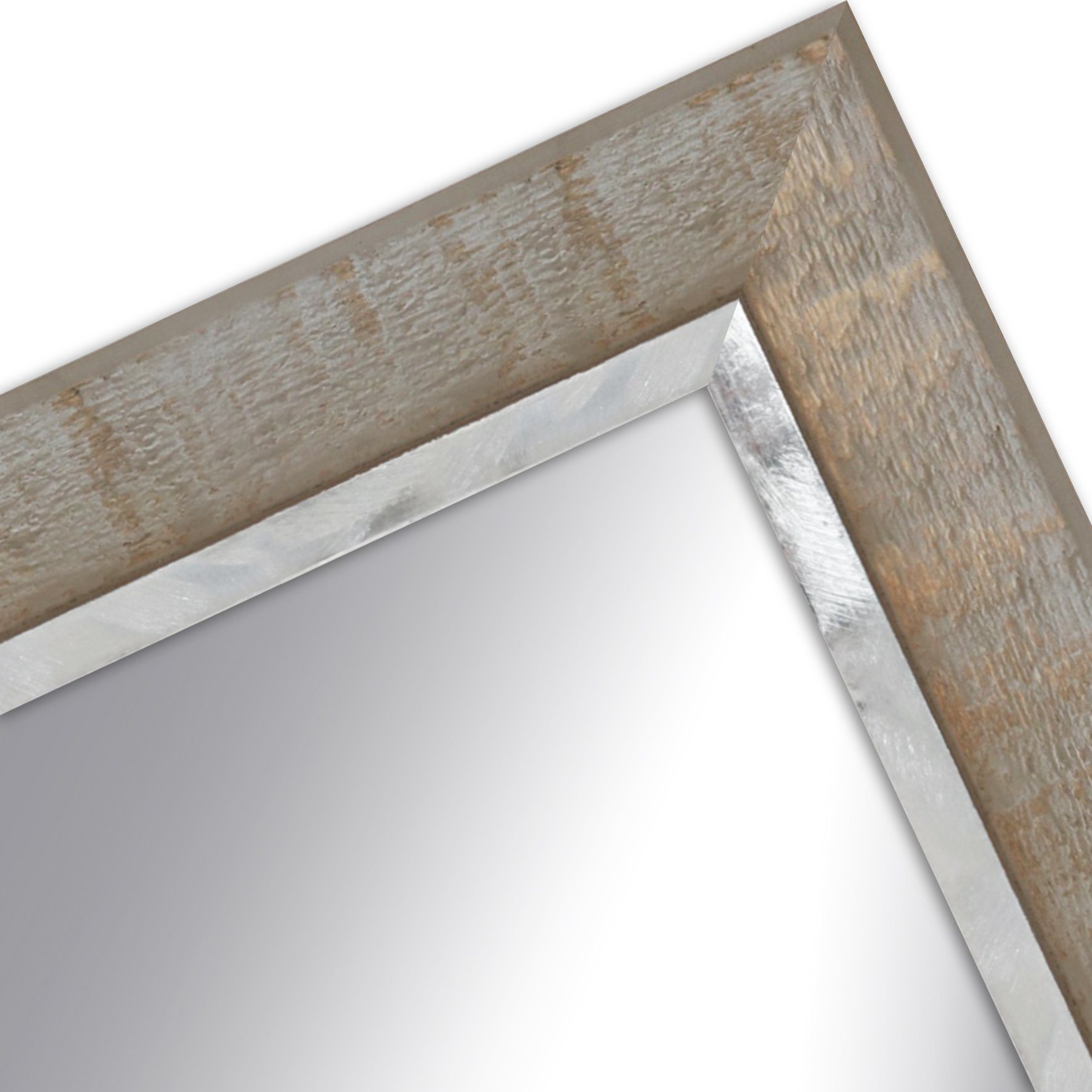 WANDStyle Wandspiegel H670, Taupe, aus Massivholz im Vintage Stil
