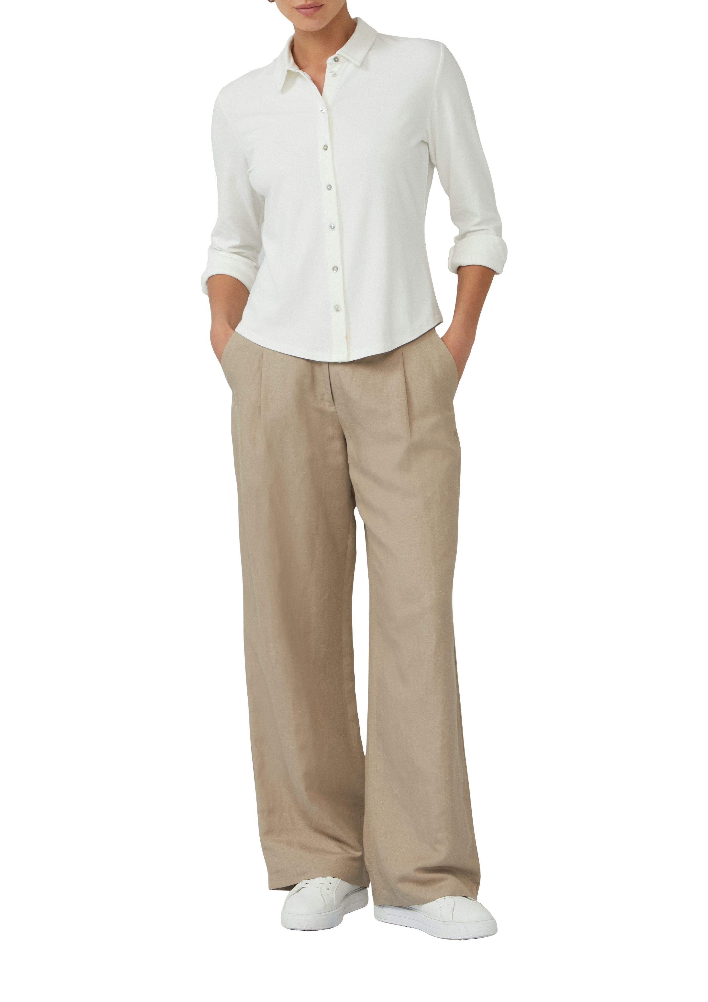 s.Oliver BLACK LABEL Hemdbluse mit Perlmuttknöpfen günstig online kaufen