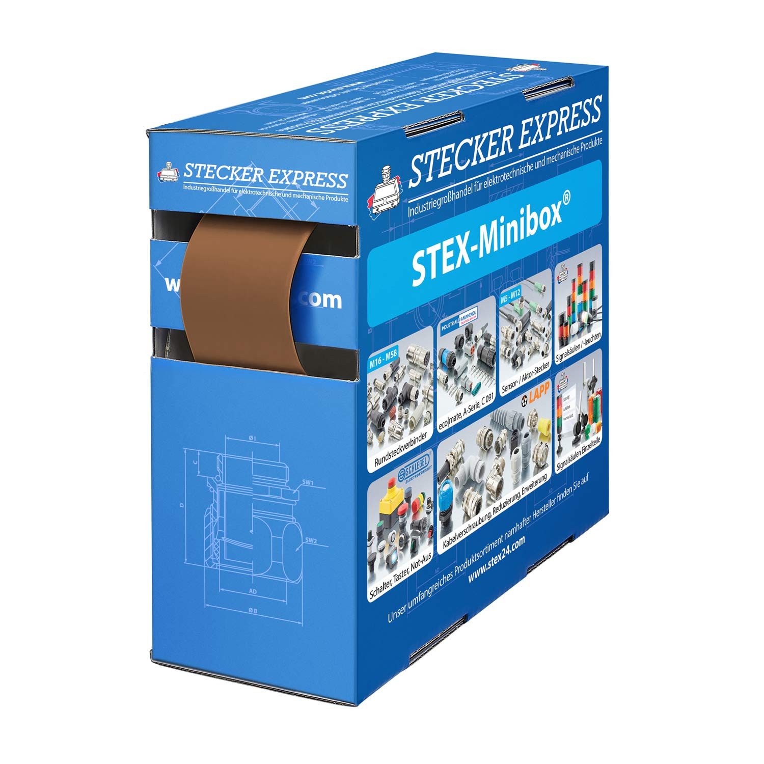 Stex24 Schrumpfschlauch Titel:Schrumpfschlauch 2:1, Minibox mit 2,8m, braun 25,4/12,7mm, 1 Zo