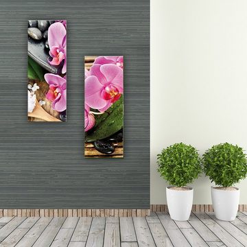 artissimo Glasbild Glasbild 30x80cm Bild aus Glas Wellness Zen-Steine Spa Orchidee, Blumen und Blüten: Zen Hochformat I