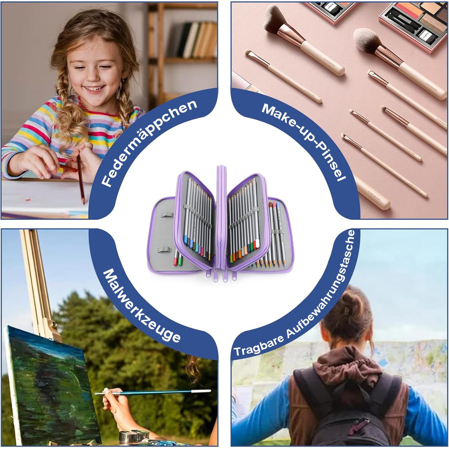 HAUSS SPOLE Kosmetiktasche Federmäppchen Stiftebox Stifteetui 72 Buntstifte große Kapazität