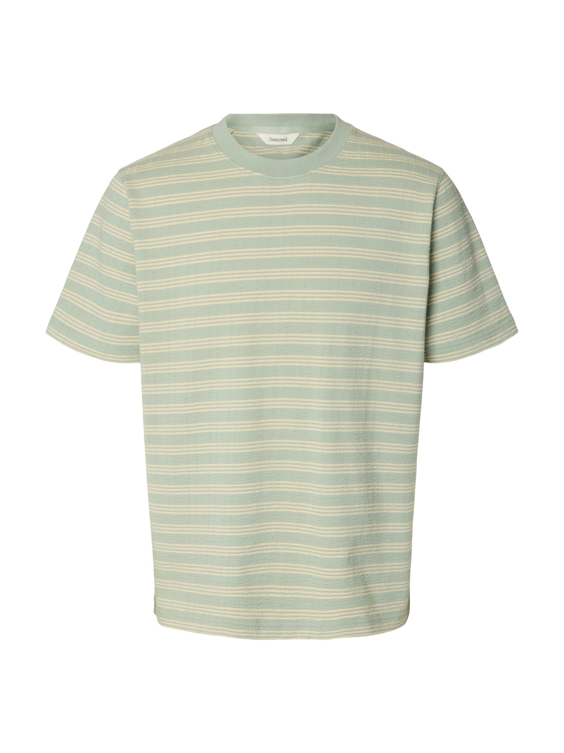 SELECTED HOMME T-Shirt SLHELI SEERSUCKER SS O-NECK TEE
