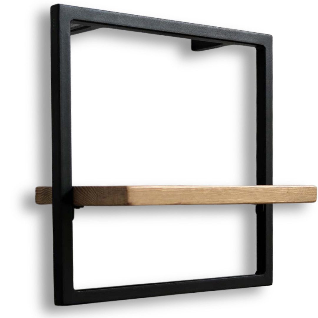 holz4home® Wandregal Eiche Hellgrau mit Metallrahmen Schwarz I Ohne Baumkan günstig online kaufen