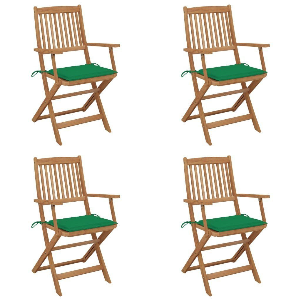 Gartenstuhl Klappbare Gartenstühle 4 Stk. mit Kissen Massivholz