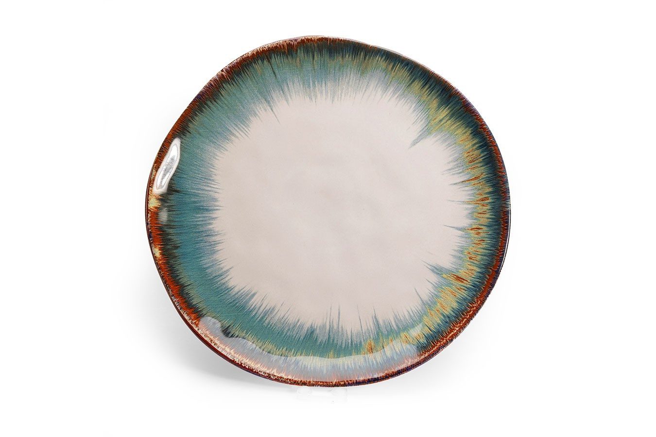 Kare Teller Essteller Organic Weiss Blau D 26 cm