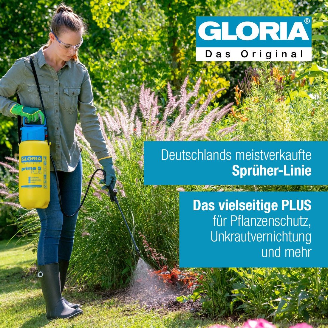 Gloria Drucksprühgerät Gloria Prima 5 PLUS, Drucksprühgerät mit 5 Liter Füllinhalt, (1-tlg), für säurehaltige Pflanzenschutzmittel