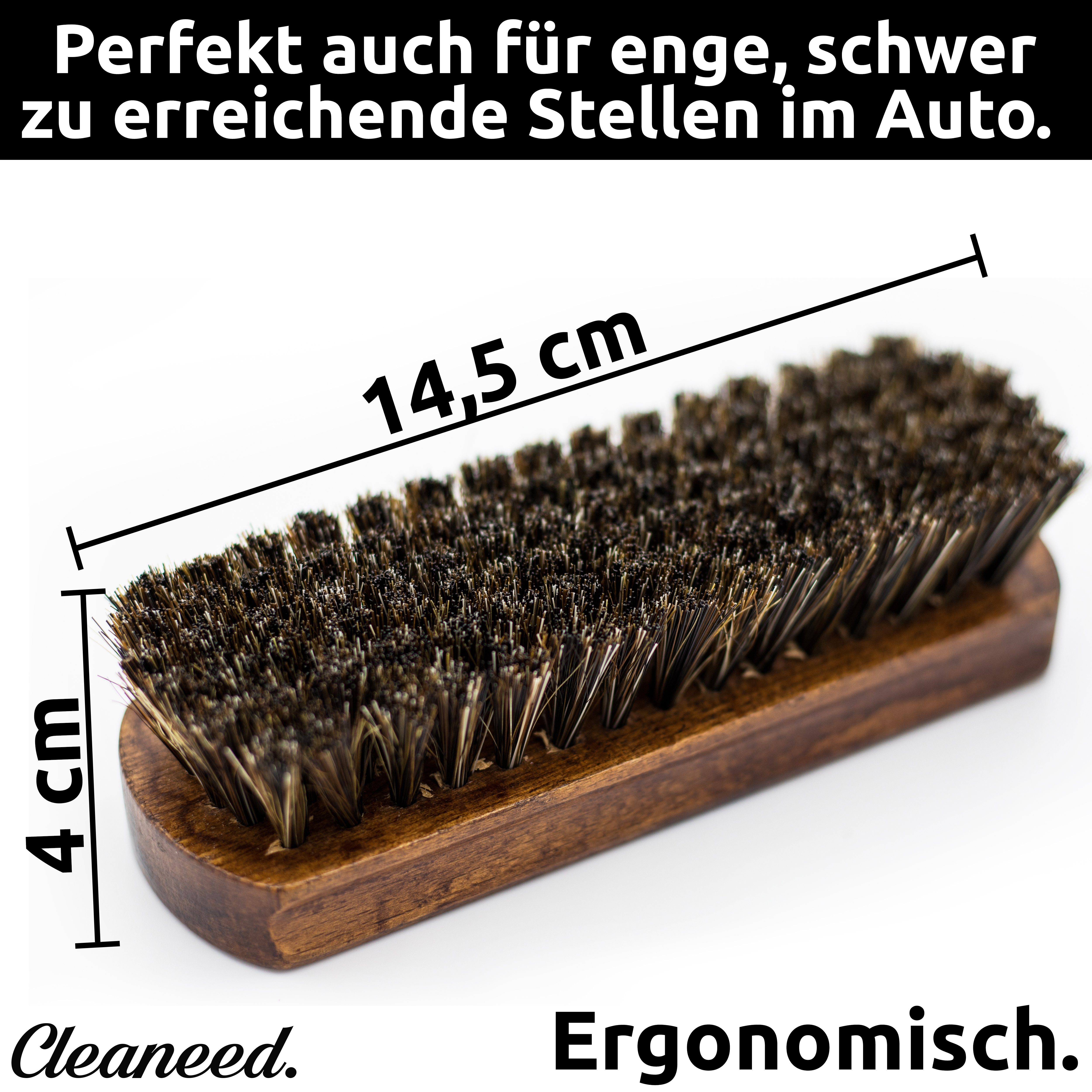 Cleaneed Leder- und Textilbürste - Für Auto, Polster, Leder - Lederbürste Lederpflege, Tiefenreinigung, Oberflächenschonend, Gute Handhabe