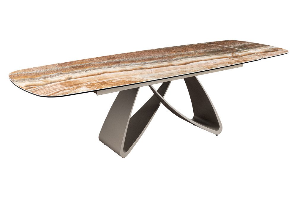 riess-ambiente Esstisch INFINITY 180-220-260cm beige/rostbraun – Keramik, Marmordesign, Metall (Einzelartikel, 1-St), ausziehbar für flexible Nutzung – ideal für bis zu 12 Personen