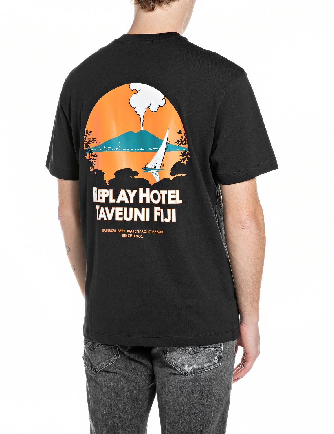 Replay T-Shirt mit bedrucktem Rücken, Print günstig online kaufen