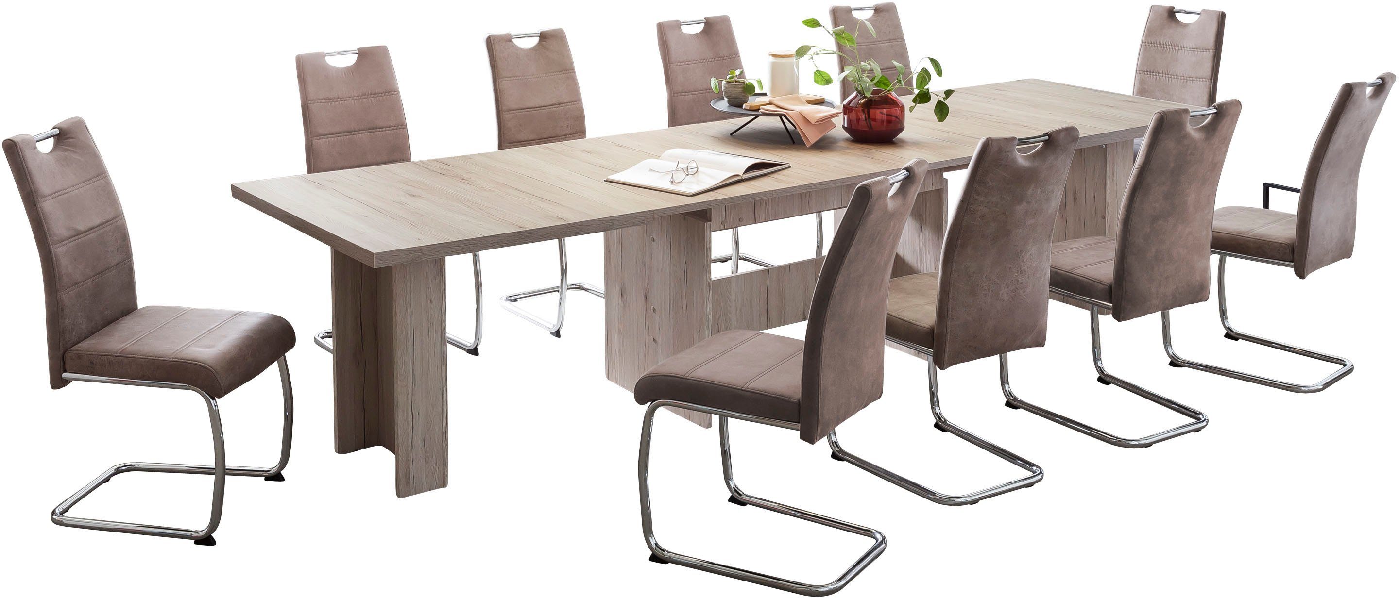 HELA Essgruppe Lia, 11tlg. Sitzgruppe, Extra viel Platz, (Set, 11-tlg., 11tlg.-Set, ausziehbar, Esstisch plus 10 Stühle), Ausziebar 160 - 300 cm