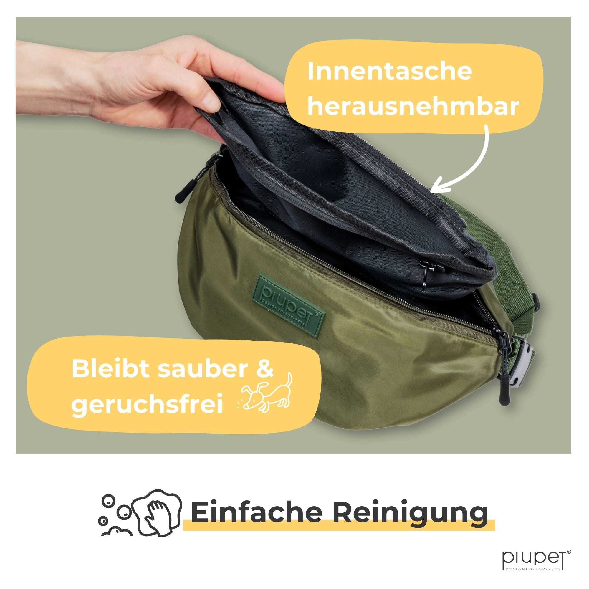 Piupet Leckerlibeutel Leckerlitasche Hund wasserdicht – Gassitasche 3 Fächern & Innentasche