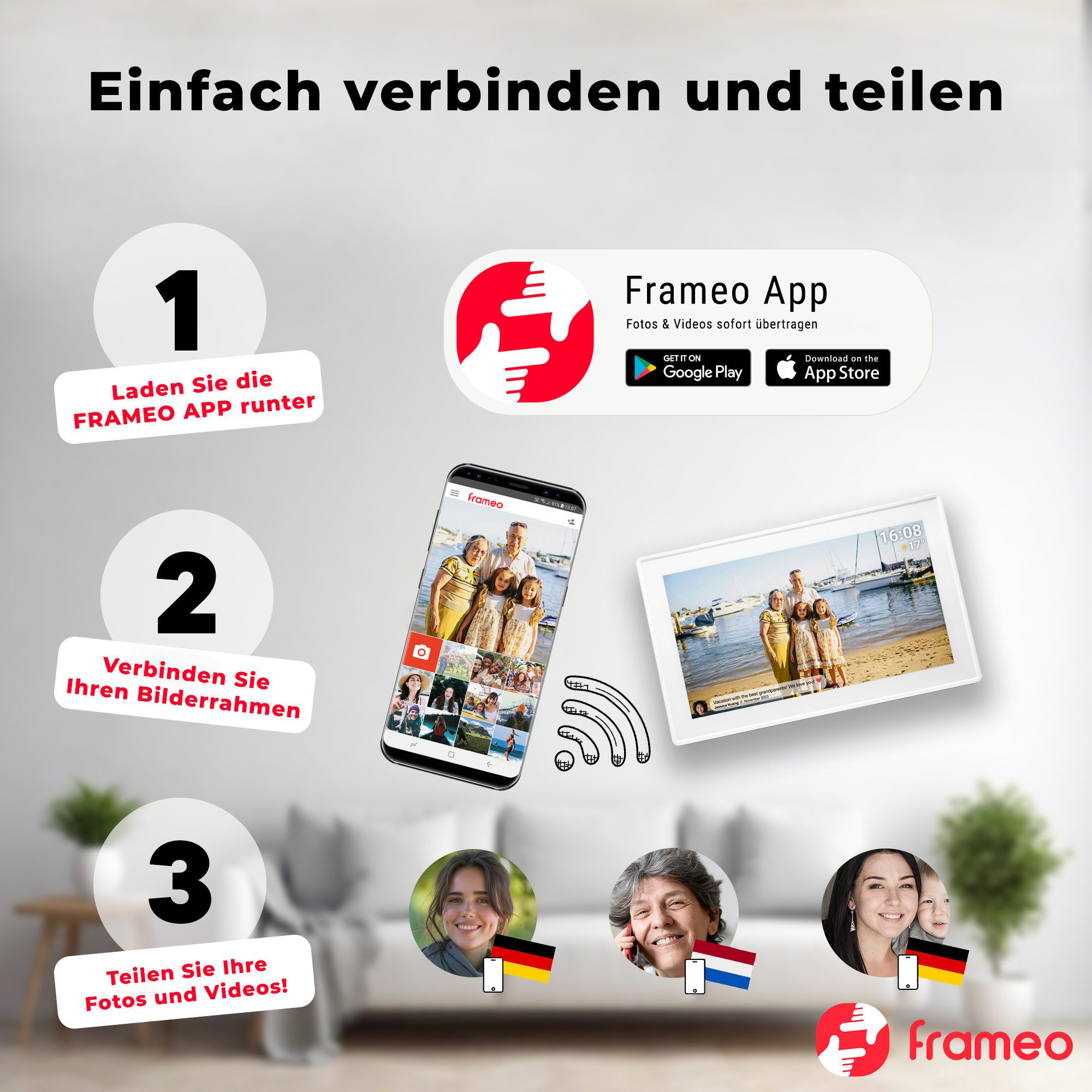 Denver PFF-1515W Digitaler Bilderrahmen (39.62 cm/15.6 ", 16 GB)