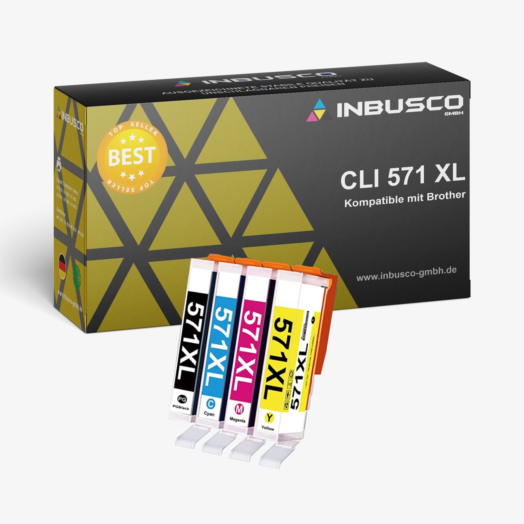 Inbusco 4x Druckerpatronen kompatibel Canon CLI 571 ... Tintenpatrone | Tintenpatronen