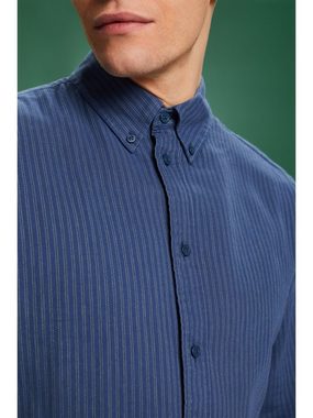 Esprit Langarmhemd Baumwollflanell-Hemd mit Nadelstreifen