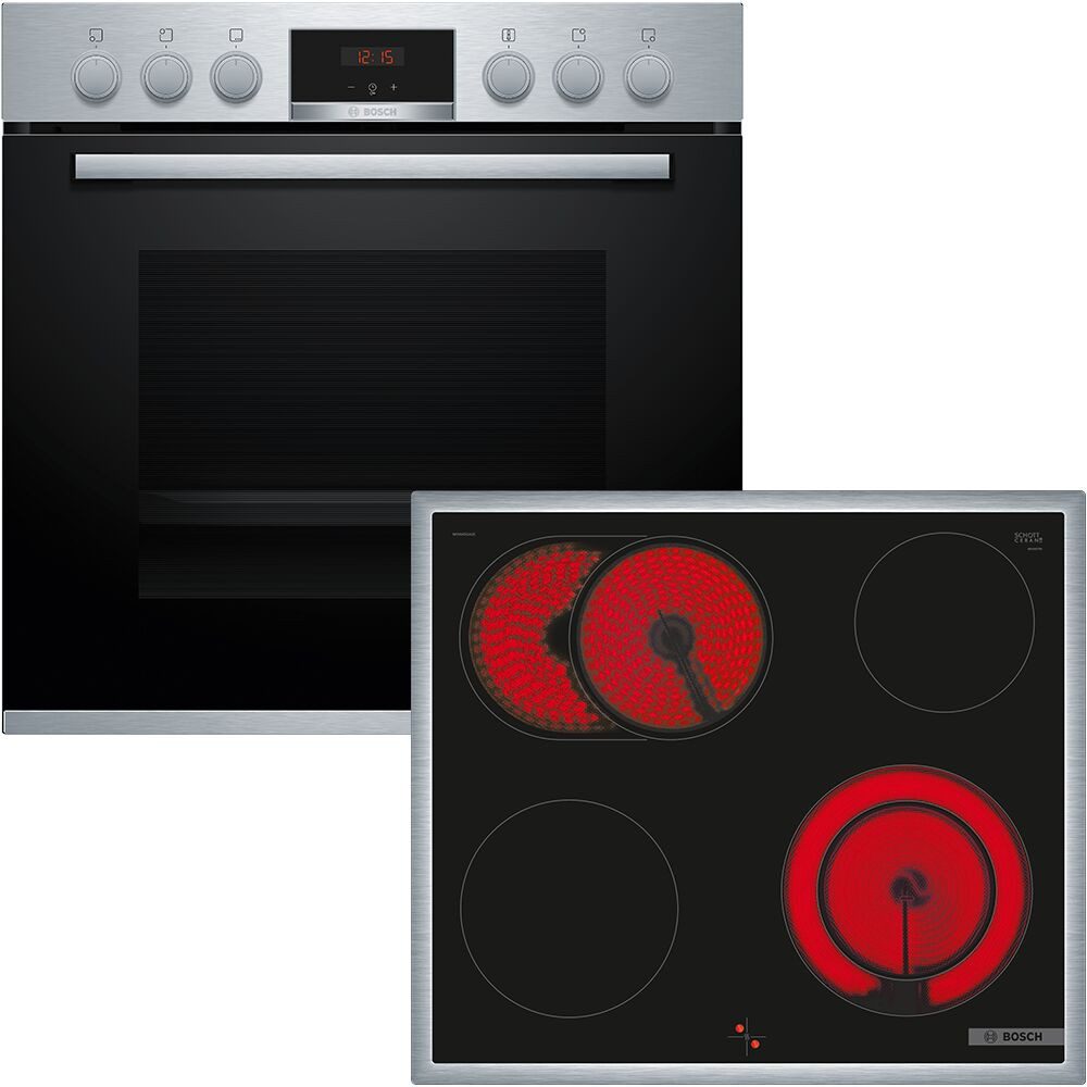 BOSCH Elektro-Herd-Set HND411VS67, mit Backwagen, Backwagen mit ausziehbarer Tür für bequemes Kochen & Backen