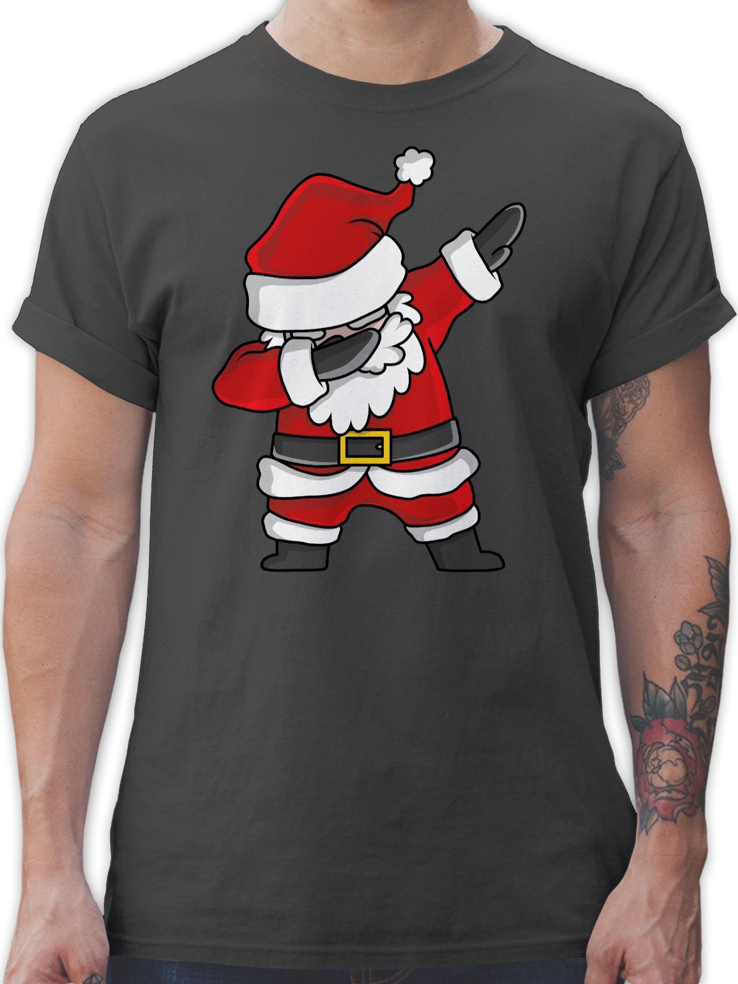 Shirtracer T-Shirt Dabbing Weihnachtsmann 1 Dunkelgrau Kleidung Weihachten