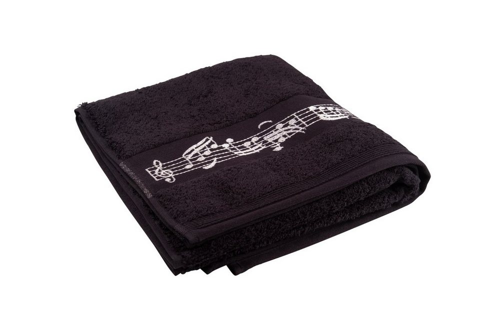frottana Handtuch, (1-St), schwarzes Handtuch mit Notenbordüre und  Violinschlüssel, Musik