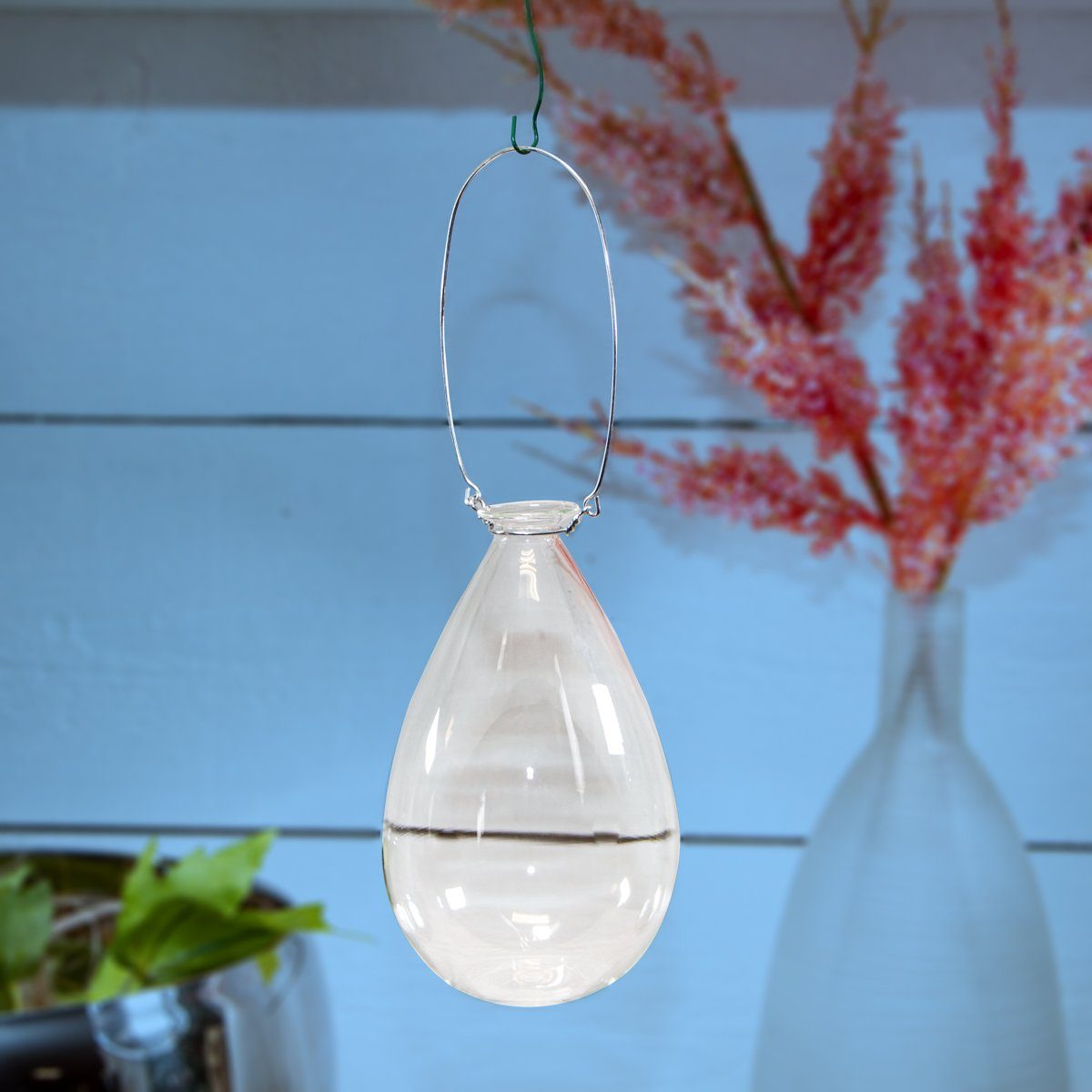 Antikas Wanddekoobjekt Dekotropfen, hängend, Fenster, durchsichtig, Glas, weiß, H 18,5 x B