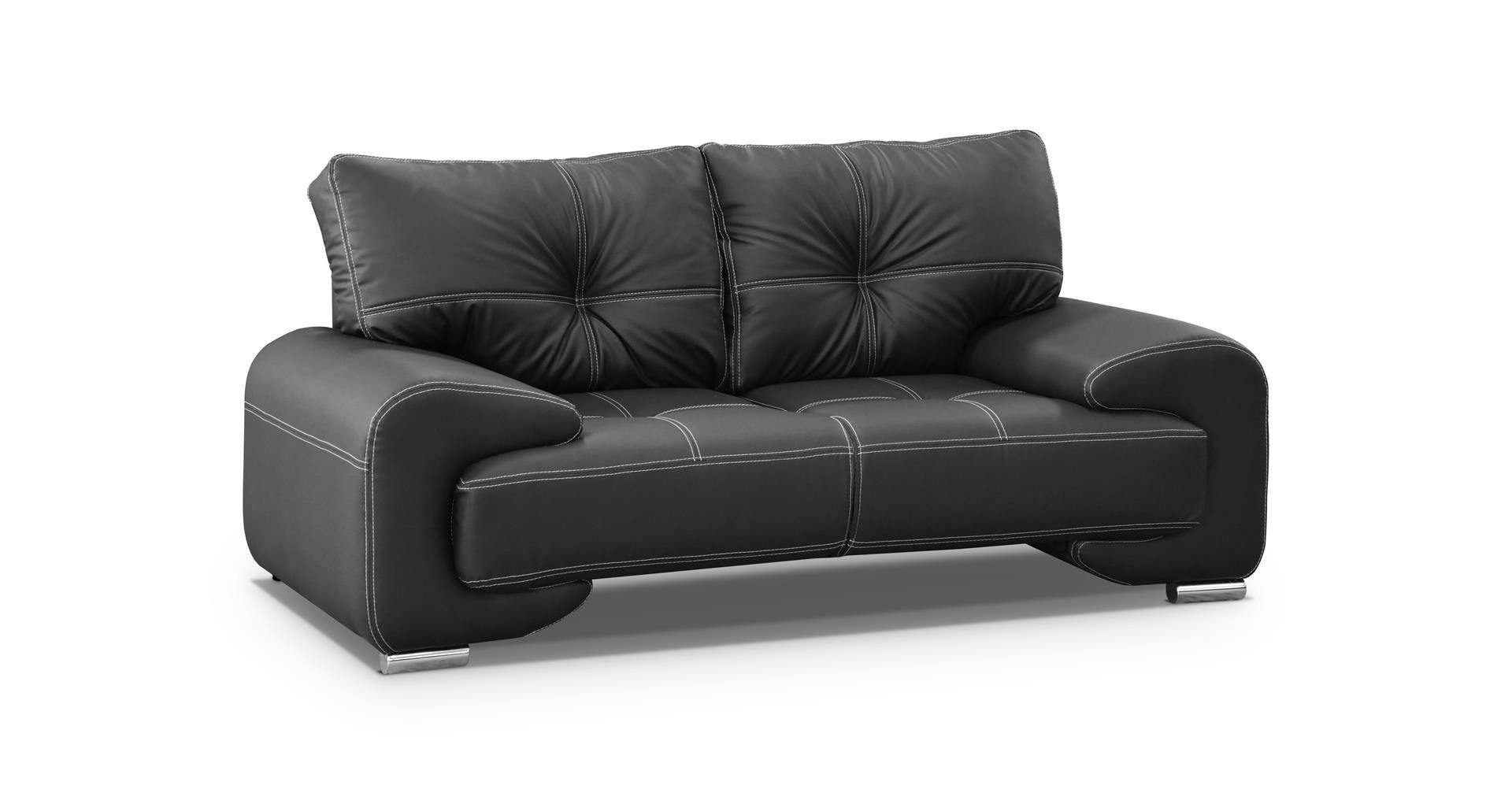 Beautysofa 2-Sitzer Zweisitzer Sofa Couch OMEGA Neu Schwarz (dolaro 08)