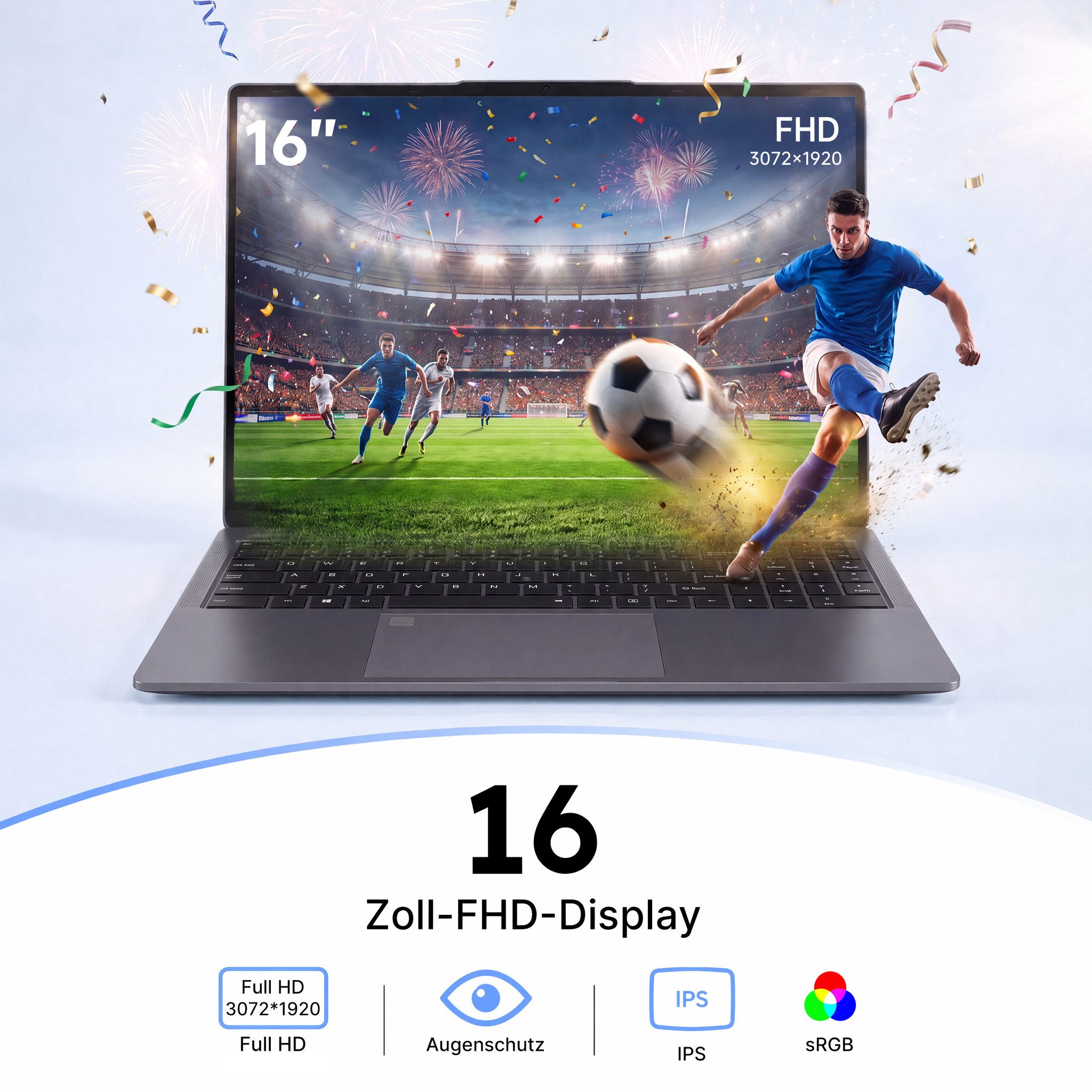 MENGHU 16 Zoll Multimedia-Laptop 3K-Display Intel Core i5 Fingerabdrucksensor Notebook (Intel Core i5, 16 GB, 512 GB SSD, 4-core CPU)