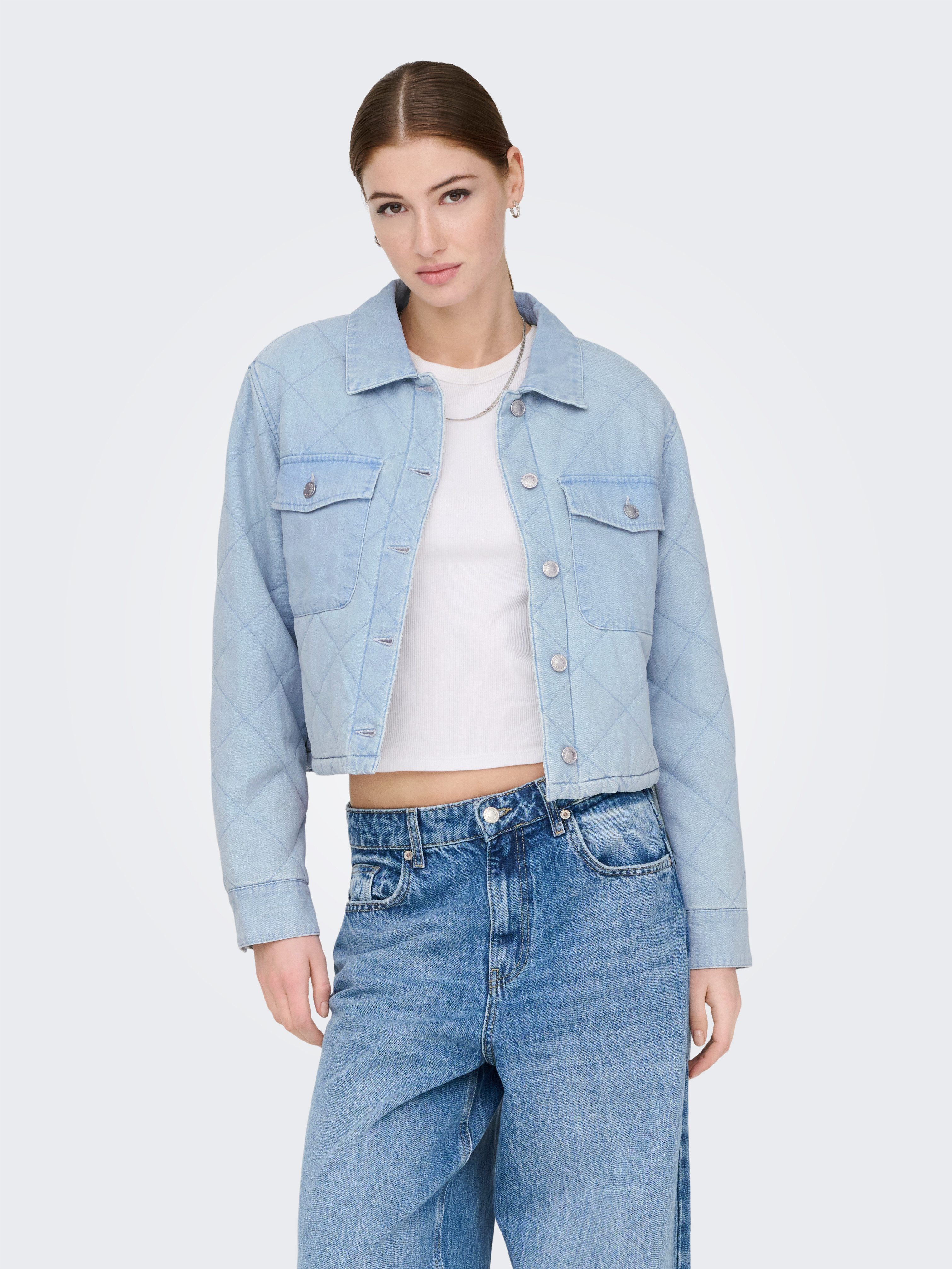 ONLY Kurzjacke ONLMIST WASHED QUILT JACKET CC OTW im Denim Look mit gesteppter Optik – Bild 2 von 5