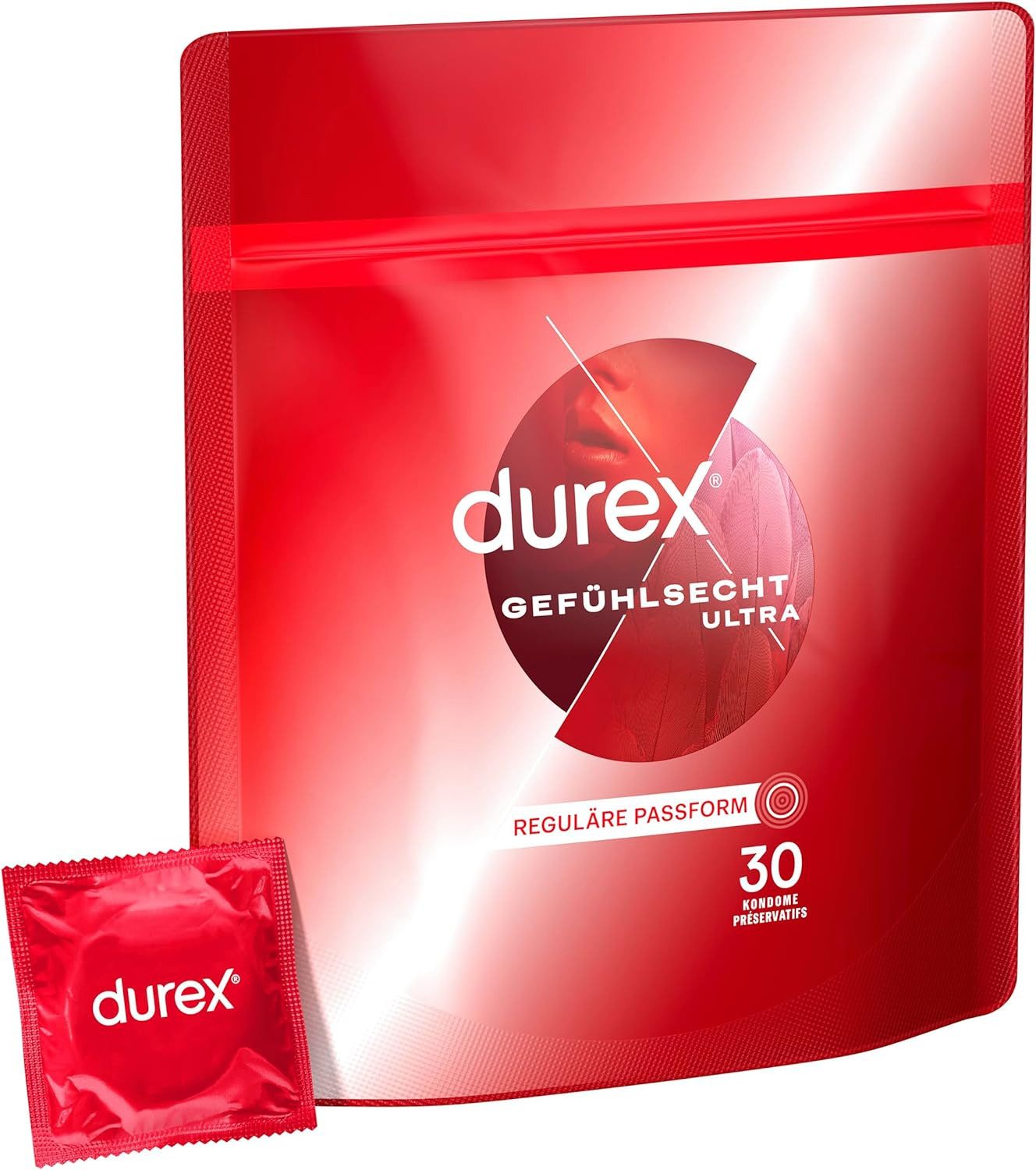 durex Kondome Gefühlsecht Ultra, 30 St., mit Silikongleitgel, Extra dünne Spitze