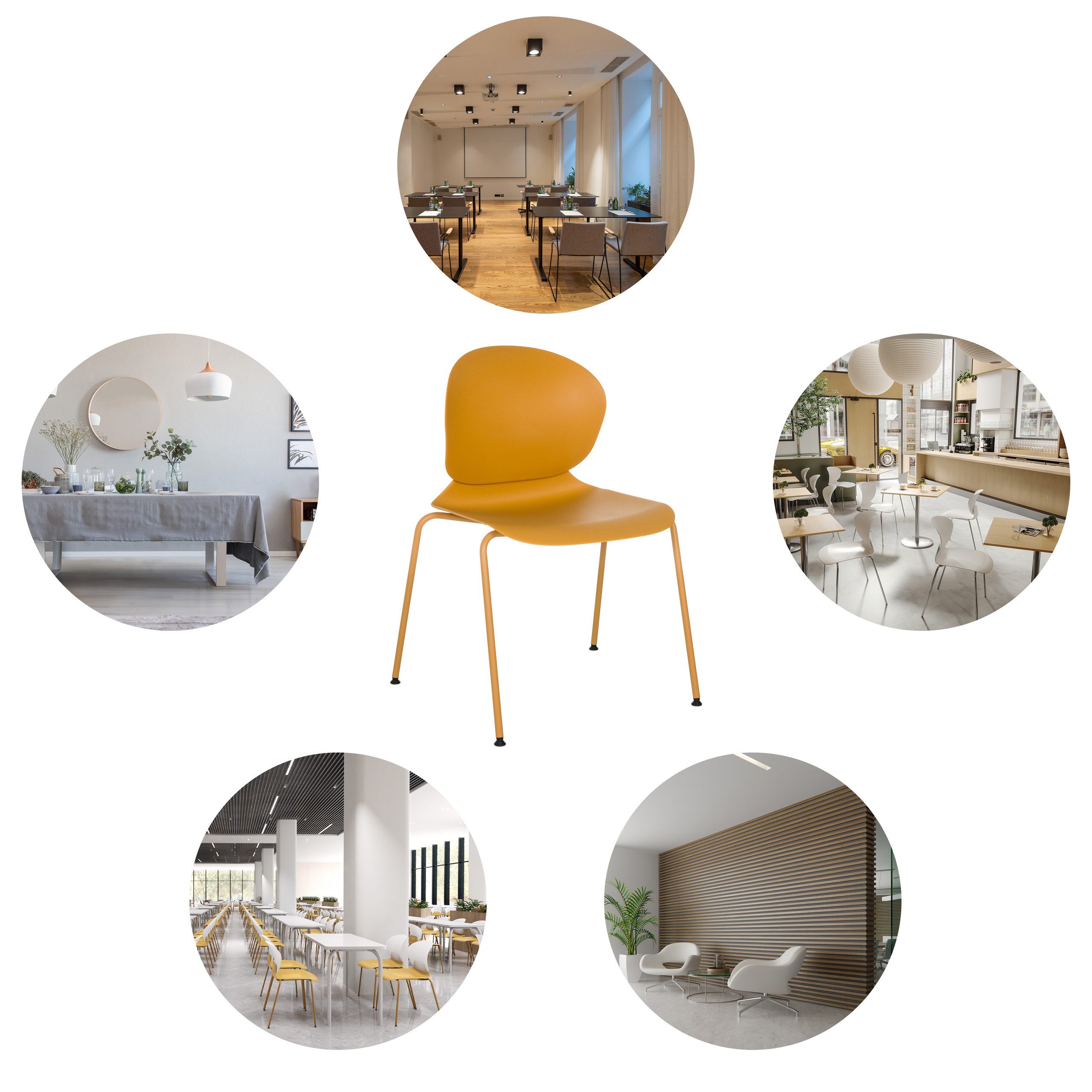 hjh OFFICE 4-Fußstuhl T36 VI Stuhl Kunststoff 1 St., Besucherstuhl Kunststoffstuhl stapelbar, ergonomische Rückenlehne
