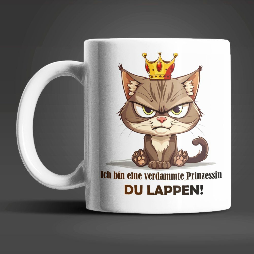 WS-Trend Tasse Katze Prinzessin witzige lustige Keramik Kaffeetasse Teetasse, Keramik, Geschenk