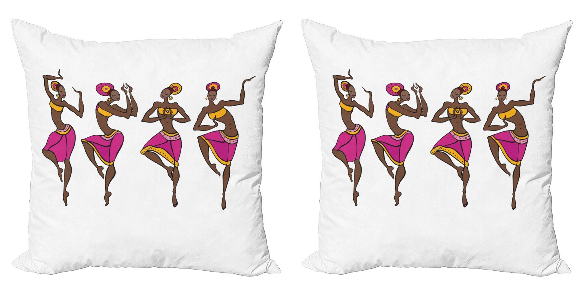 Modern African Abakuhaus Digitaldruck, Doppelseitiger Accent abstrakte (2 Stück), Dancers Lady Kissenbezüge Frauen