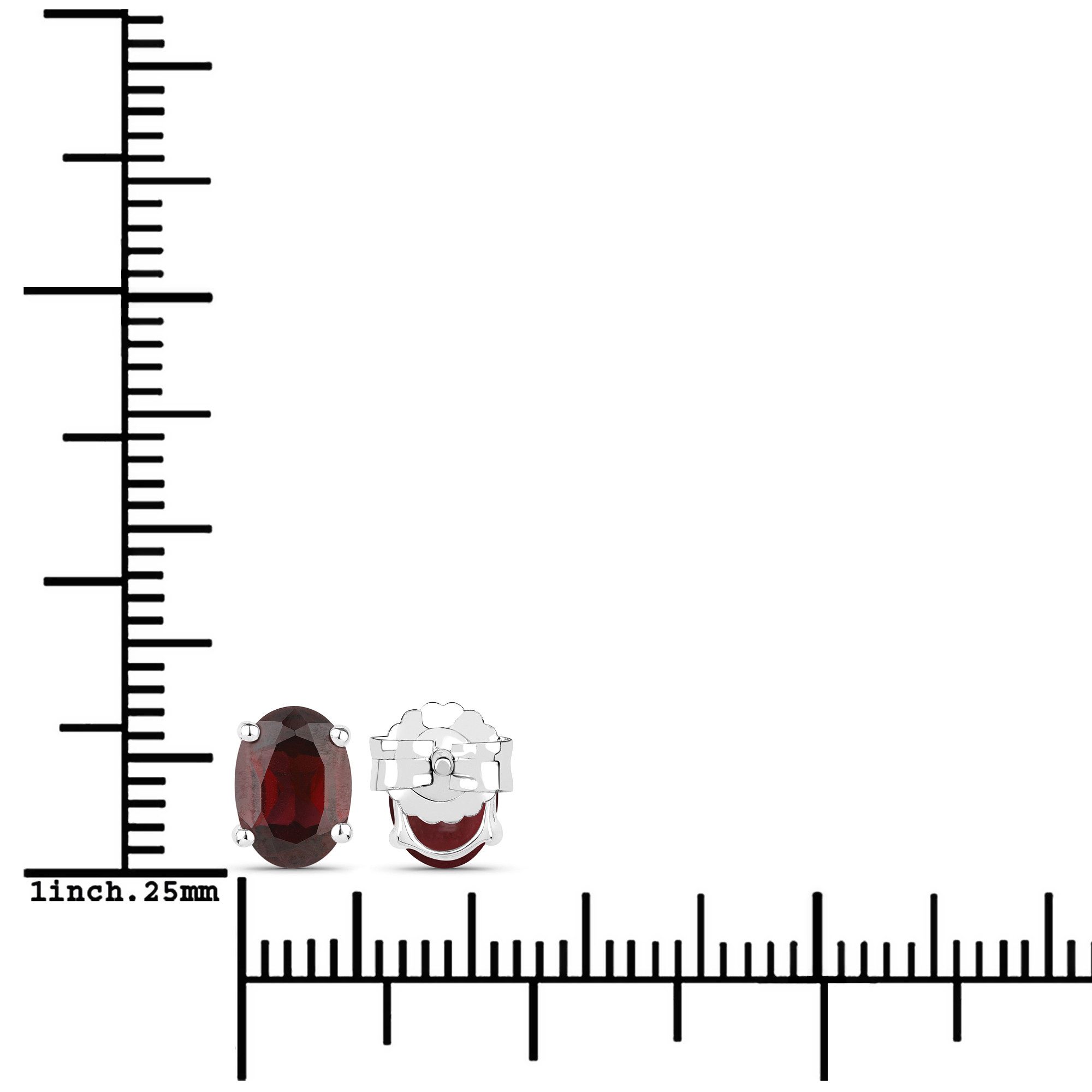 Vira Jewels Paar Ohrstecker Silber 925 rhodiniert Ohrringe und Halskette mit echtem Granat