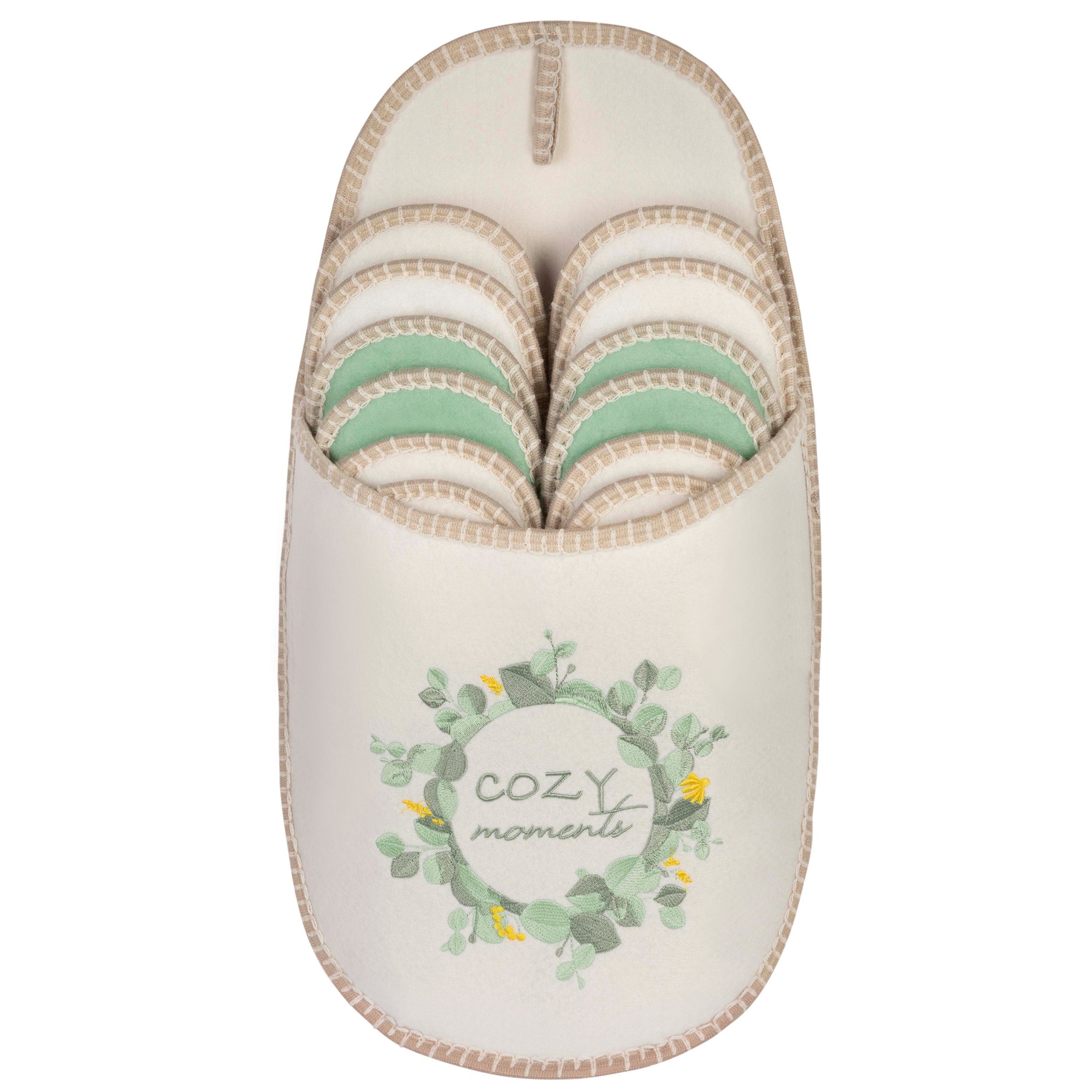 ONVAYA ABS Gästepantoffel, Cozy Moments, 6er Set, Antirutsch Sohle Hausschuh