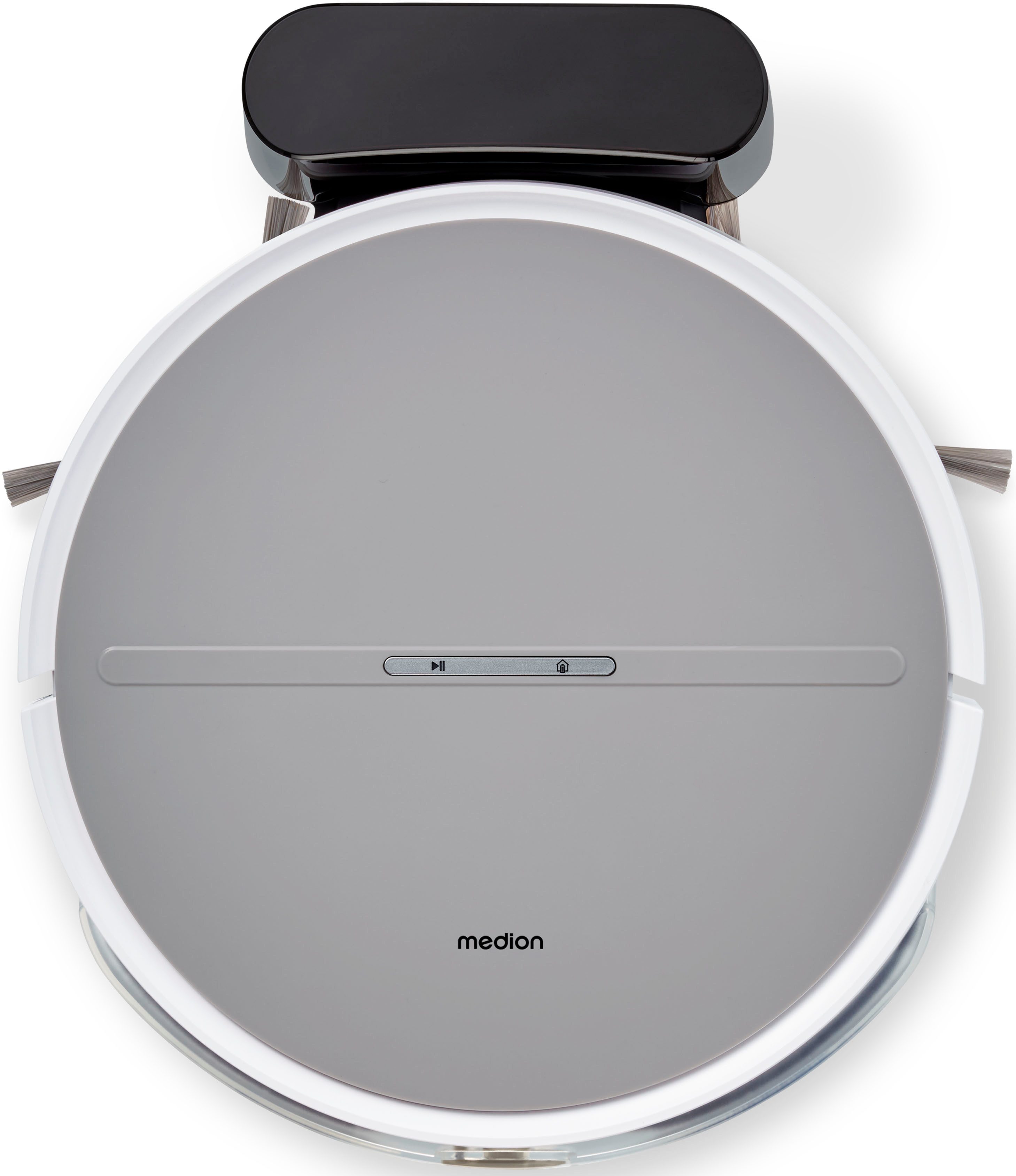 Medion® Saugroboter mit Wischfunktion E35 SW (MD 18035), 2 kPa Saugleistung, beutellos, Gyro-Navigation in S-Linien120 min Laufzeit, integriertes Zubehör