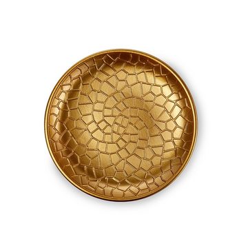 Flanacom Dekoteller Dekoschale aus Holz - Tischdekoration - Gold (Einzelartikel, 1 St., Einzelartikel), Orientalische Verzierungen, Boho Design