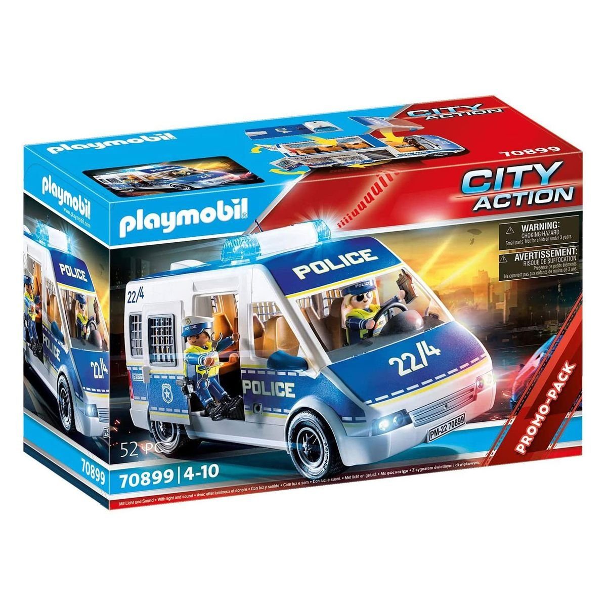 - City Polizei-Mannschaftswagen Sound Playmobil® Licht mit Spielwelt - Action und PLAYMOBIL® 70899